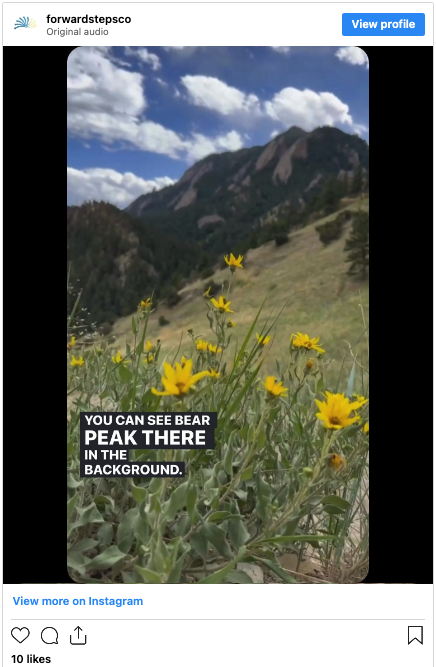 a screen shot of an instagram reel from the training diaries series. its an image of Bear Peak and some wild flowers